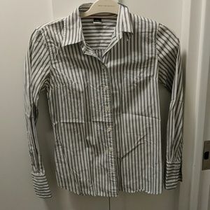 J Crew Slim Fit Button Down Navy and White stripe